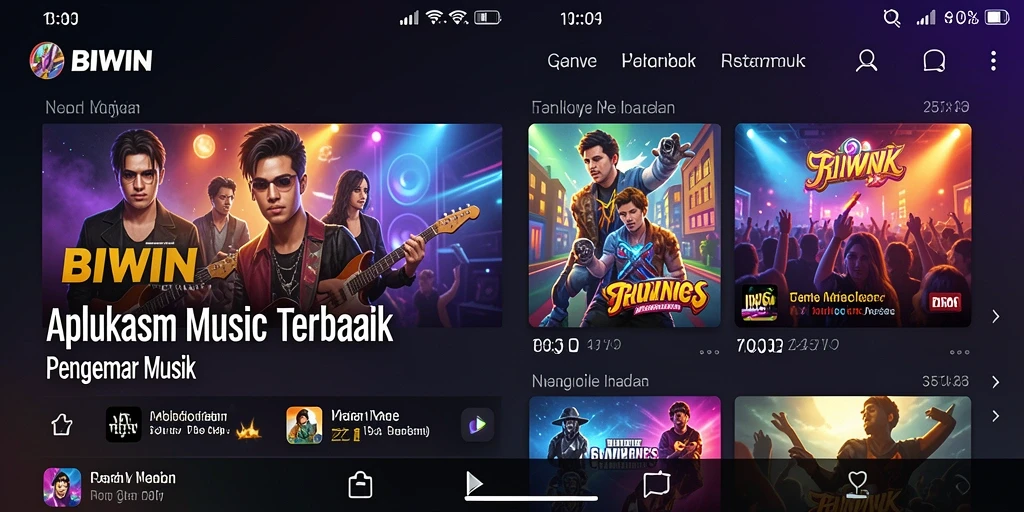 Tampilan gameplay BIWIN menampilkan fitur musik interaktif yang menarik.