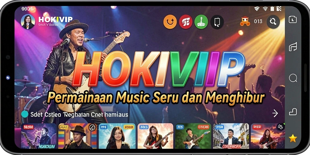 Tampilan utama HOKIVIP dengan gameplay musik yang menarik.