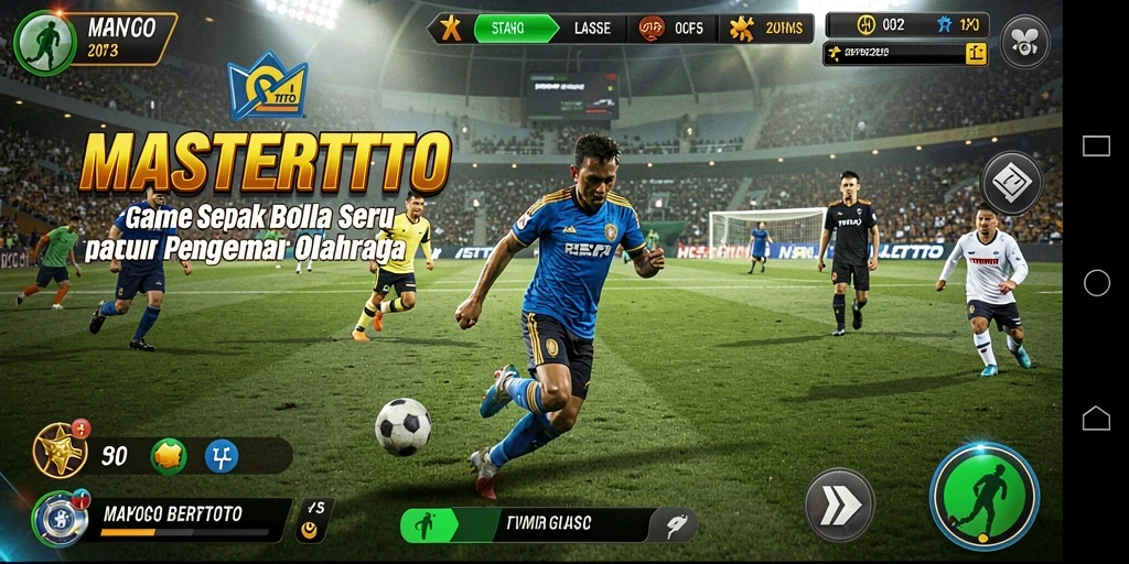 Tampilan seru gameplay MASTERTOTO dengan aksi sepak bola.