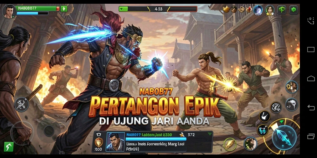 Screenshot pertarungan sengit dalam game NABOB77 dengan efek visual menakjubkan.