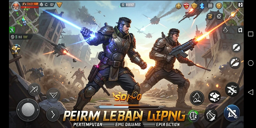 Tampilan menarik gameplay action di SD107 dengan pertempuran seru.