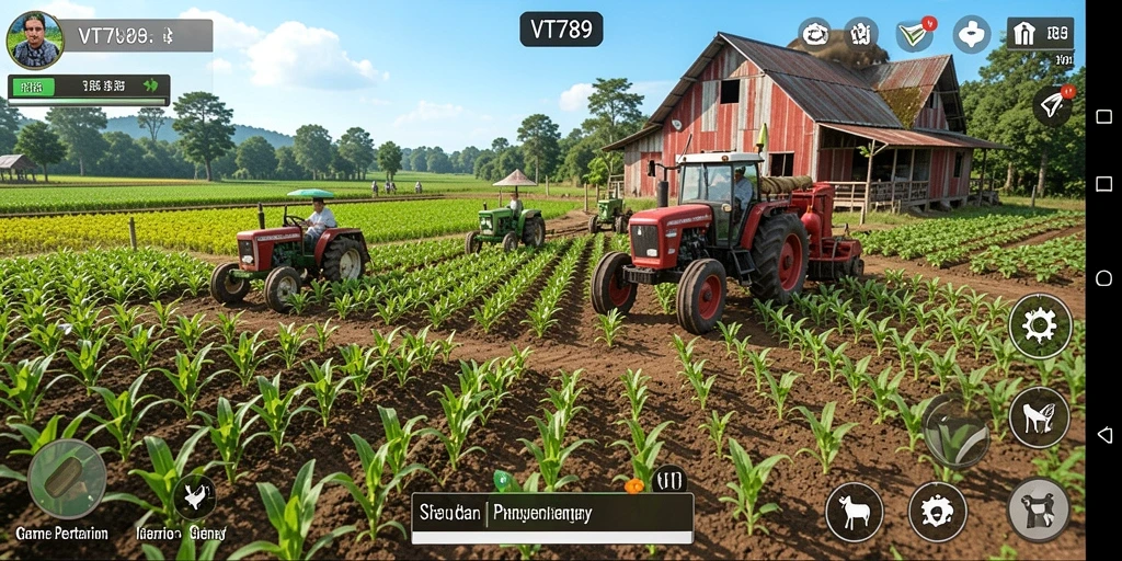 Tampilan gameplay VT789 menampilkan keseruan bertani dan beternak.